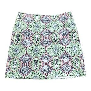 Talbots Geometric Kaleidoscope Pastel A-Line Mini Skirt Preppy Coastal Size 12